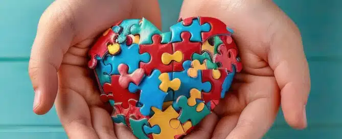 hands holding a heart shaped puzzle