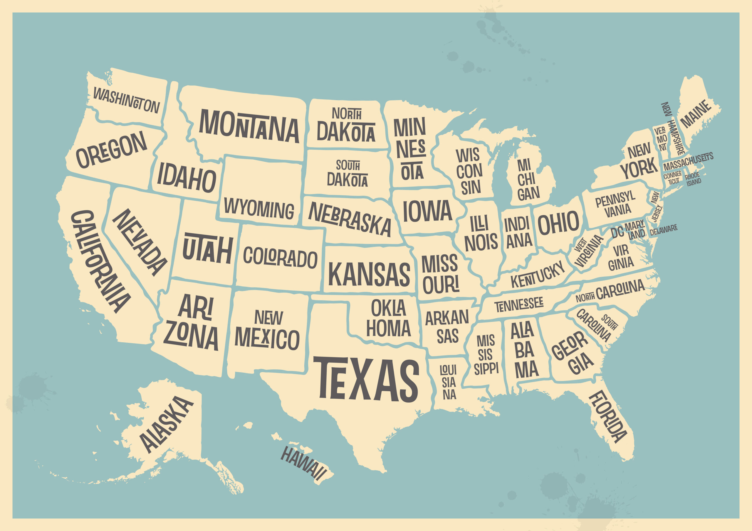 Retro map of the United States