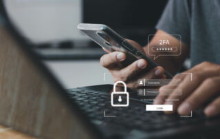 Photo of person at computer setting up passwords