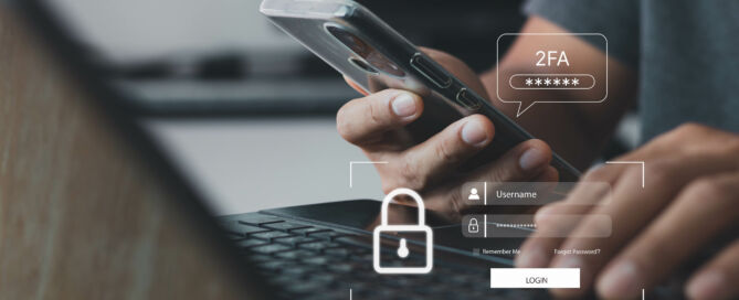 Photo of person at computer setting up passwords