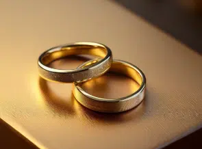 A photo of two wedding rings.