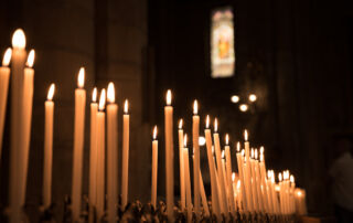 Burning candles in church