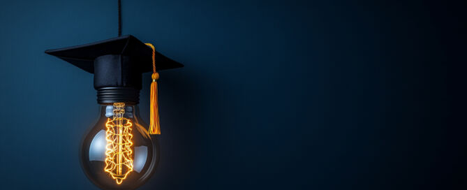 Graduation cap and lightbulb