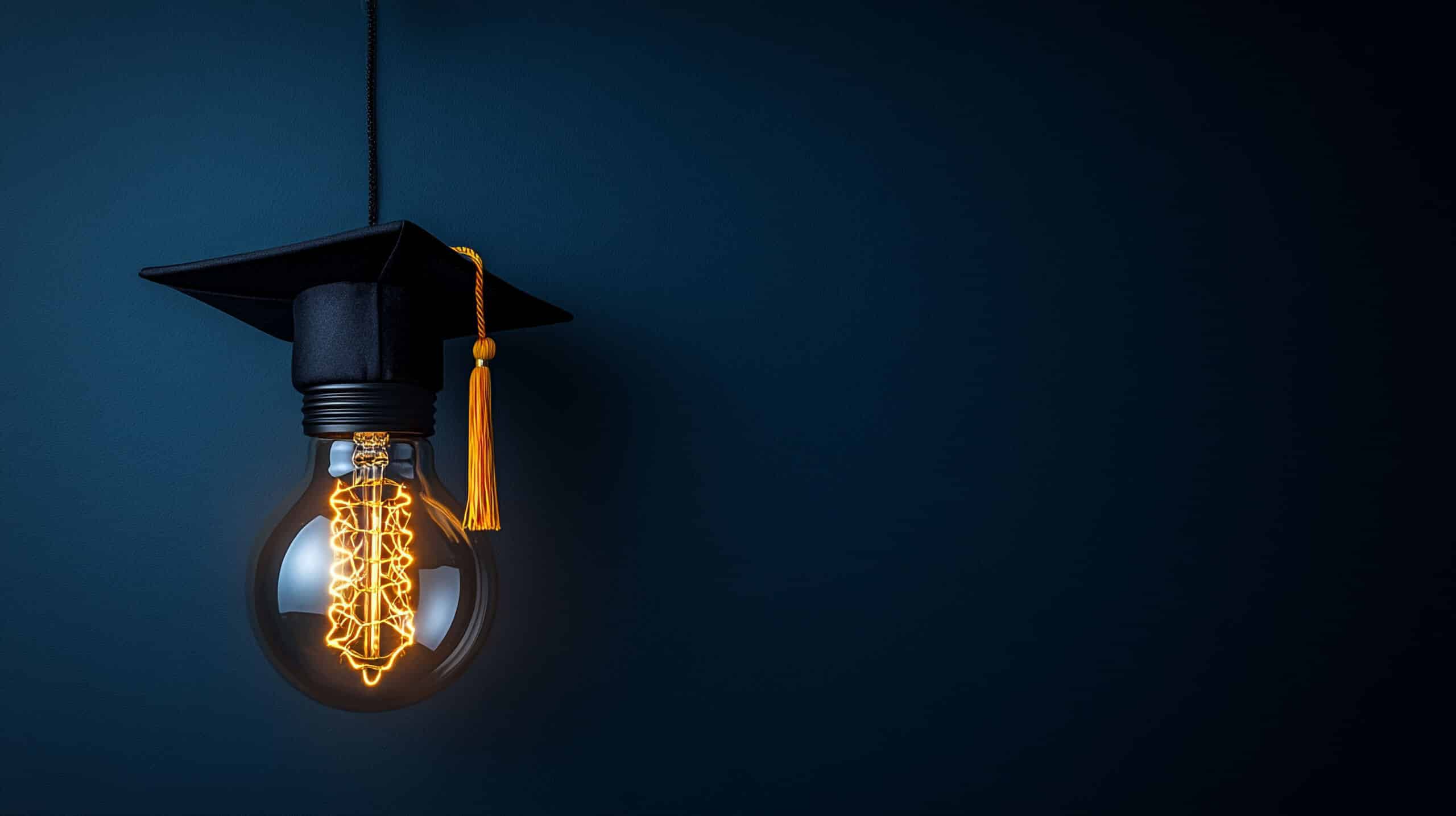Graduation cap and lightbulb