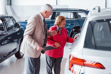 Woman buying a car